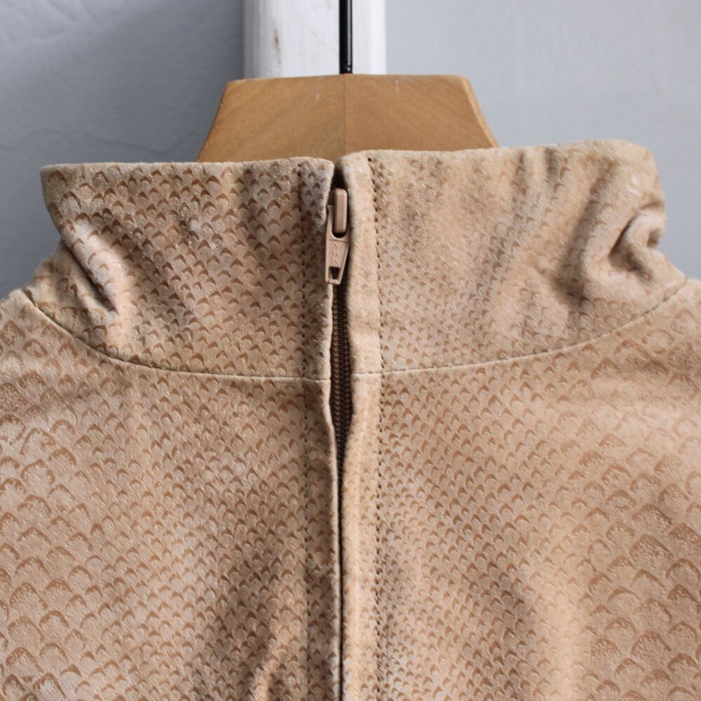 Indeed VTG Y2K Tan Snake Embossed Leather Sleeveless Turtle Neck Top Size Large - Picture 6 of 7